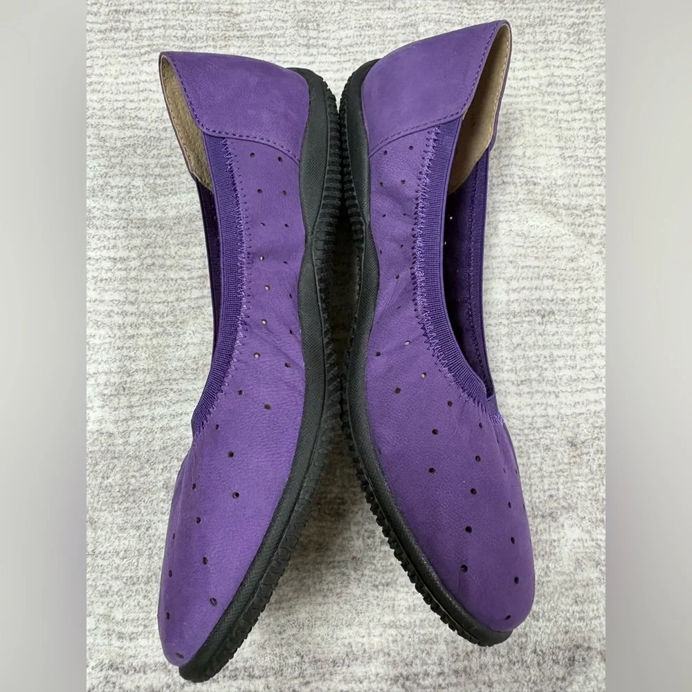SoftWalk Hampshire Ballet Flats Women’s Sz 6.5 Purple Milled Nubuck Leather - Picture 3 of 8